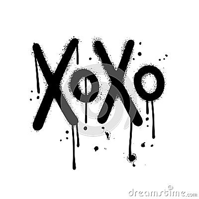 Urban graffiti XOXO sign sprayed in black over white. Kiss metaphor. Vector hand drawn illustration with splashes and Vector Illustration