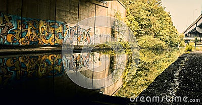 Urban Graffti Covered Wall Editorial Stock Photo