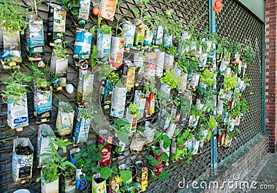 Urban guerilla gardening background in Berlin City. Editorial Stock Photo