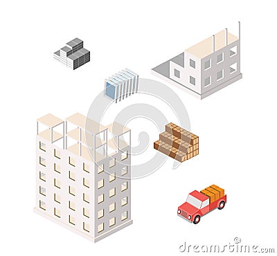 Urban industrial isometric 3d architectural flat plan Vector Illustration