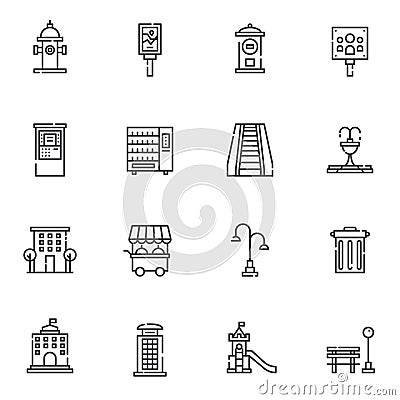 Urban Infrastructure line icons set Vector Illustration