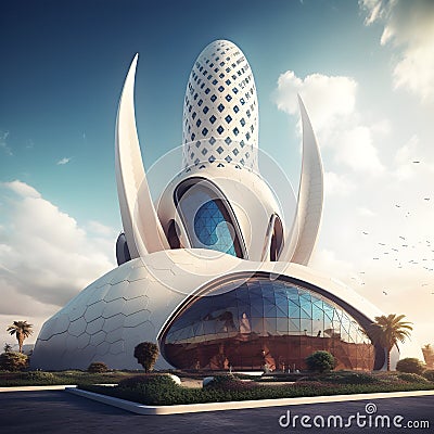 Urban innovation, a striking 3d render of a futuristic structure Stock Photo