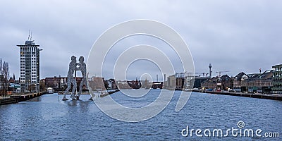 Urban landscape of the city of Berlin, capital of Germany, from the Elsen Bridge Editorial Stock Photo