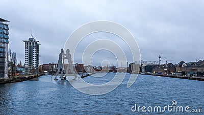 Urban landscape of the city of Berlin, capital of Germany, from the Elsen Bridge Editorial Stock Photo