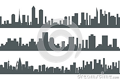 Urban Landscape City Real Estate Seamless Silhouette Set Concept Icon Template Vector Illustration Vector Illustration