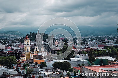 Urban landscape of the City of Toluca, Mexico, where you can see several of the emblematic sites such as the Cathedral 1 Editorial Stock Photo