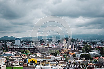 Urban landscape of the City of Toluca, Mexico, where you can see several of the emblematic sites such as the Cathedral 2 Editorial Stock Photo