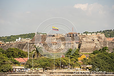Urban landscape of historic Columbian city of Cartagena; Cartage is a jewel of Caribbean and main tourist attraction Editorial Stock Photo