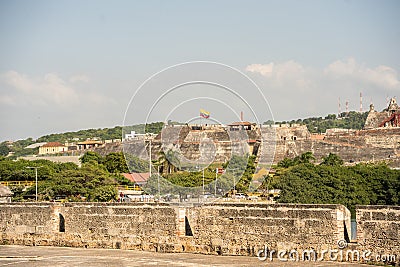 Urban landscape of historic Columbian city of Cartagena; Cartage is a jewel of Caribbean and main tourist attraction Editorial Stock Photo