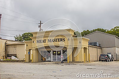 Urban landscape, Meat Master building and sign Editorial Stock Photo