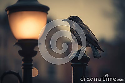 Urban majestic bird in night darkness. Generate ai Stock Photo