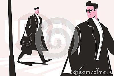 Urban man in raincoat Vector Illustration