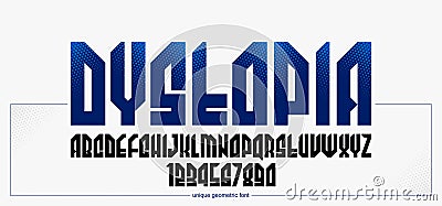 Urban massive geometric font for logos and emblems, minimal strong vector typeface, typography with no round elements, only Vector Illustration