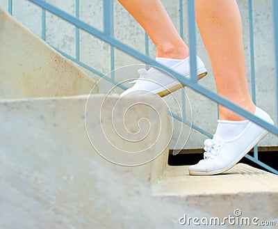 Urban Mature Woman Exercising Stock Photo