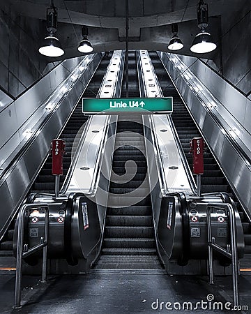 Urban metro station stairs, Stock Photo