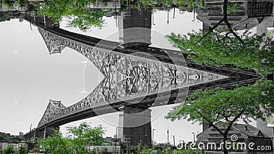 Urban mirror effect concept original graphic art of bridge Stock Photo