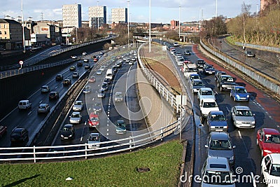 Urban Motorway at rush hour Stock Photo