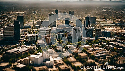 Urban Oasis Aerial View of Phoenix's Green Cityscape Stock Photo