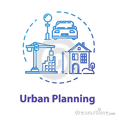 Urban planning concept icon. Housing business. Infrastructure and transportation. Suburban settlement. Building Vector Illustration