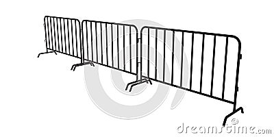 Urban portable steel barrier. Black silhouette of a barrier fence on a white background. Vector Illustration