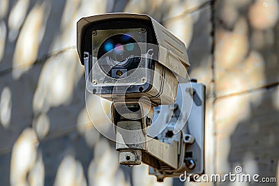Urban protection for property uses CCTV security, integrating encrypted security networks for remotely enhancing privacy through a Cartoon Illustration