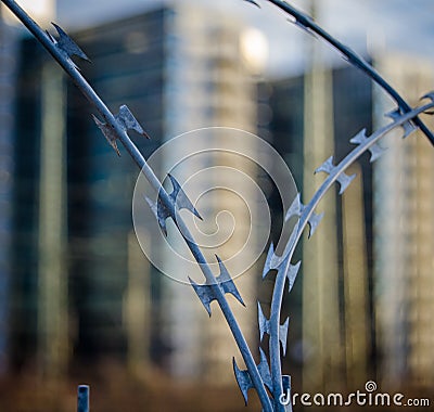 Urban Razor Wire Stock Photo