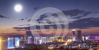 Urban real estate concept: big city night scene Stock Photo