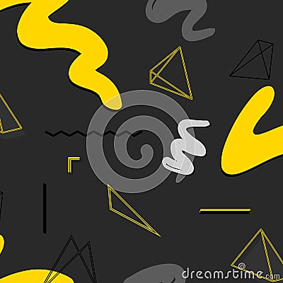 Urban rectangle abstract geometric pattern. Vector graphic creative texture. Yellow grey black contrast background with square ele Stock Photo