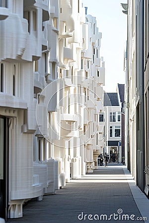 Urban regeneration project utilizing 3D printed modular building systems Stock Photo