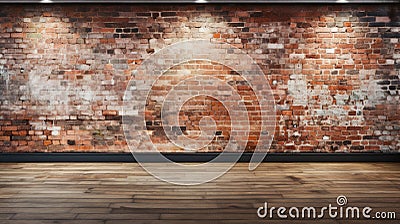 Urban Relics: Grunge Brick Wall's Panoramic Nostalgia Stock Photo