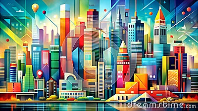Urban Rhythms: An Abstract Exploration of City Life and its Patterns Generative AI Computational creativity Stock Photo