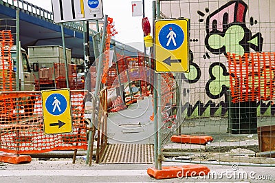 Roadwork with sign Stock Photo