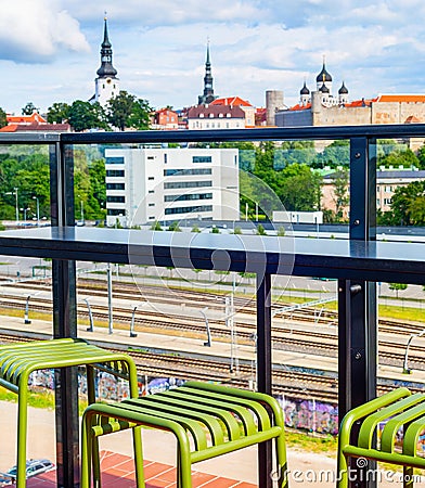 Urban rooftop cafe, Tallinn, Estonia Stock Photo