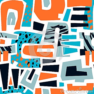 Urban seamless funky collage pattern Stock Photo