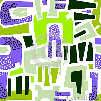 Urban seamless funky collage pattern Stock Photo