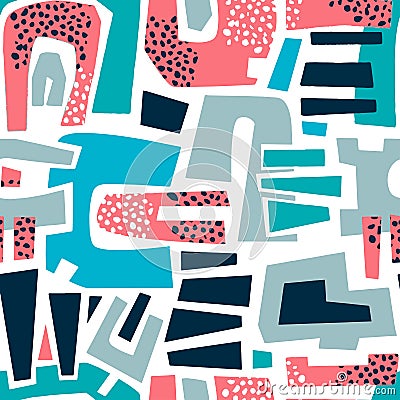 Urban seamless funky collage pattern Stock Photo