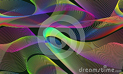 Urban seamless pattern of iridescent chaotic lines Vector Illustration