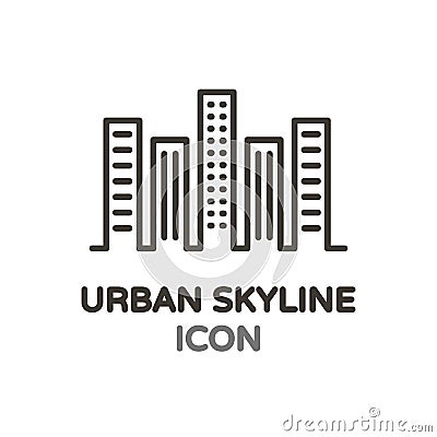 Urban skyline with skyscrapper buildings. Vector thin line Vector Illustration