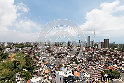 Urban social contrast. Buildings and slum. Inequality Stock Photo