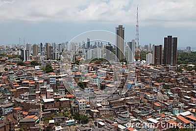 Urban social contrast. Buildings and slum. Inequality Stock Photo