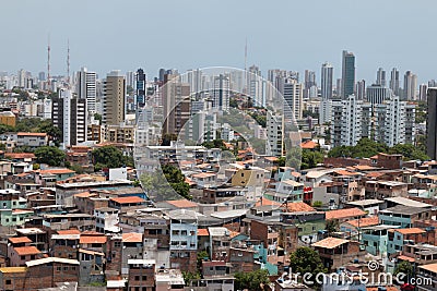 Urban social contrast. Buildings and slum. Inequality Stock Photo