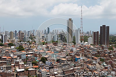 Urban social contrast. Buildings and slum. Inequality Stock Photo