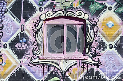Urban Street Art around window Editorial Stock Photo