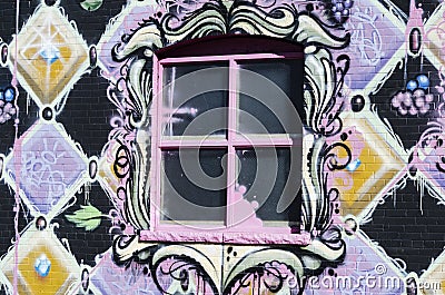 Urban Street Art around window Stock Photo