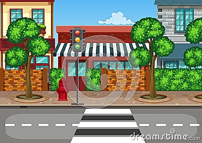 An urban street view Vector Illustration