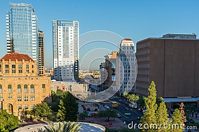 Urban streetscapes and buildings in downtown Phoenix, AZ Editorial Stock Photo