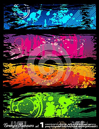 Urban Style Grunge Banners with rainbow colours Vector Illustration