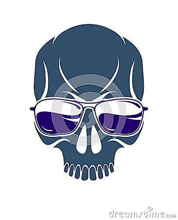 Urban stylish skull vector logo or icon, aggressive criminal scull tattoo. Vector Illustration