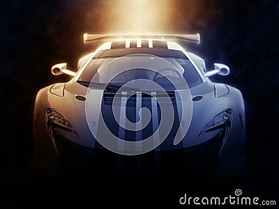 Urban super sportscar - epic lighting Stock Photo