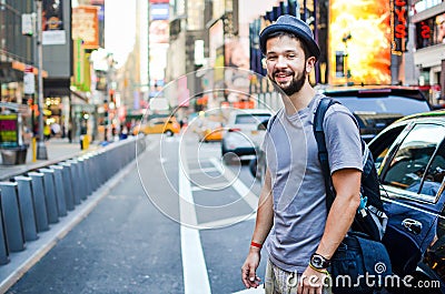 Urban tourist at Times Square New York, USA Stock Photo